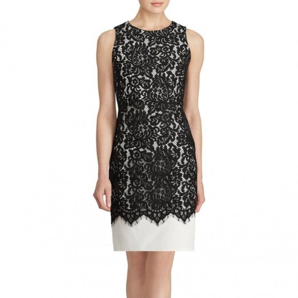 NWOT Lauren Ralph Lauren Black Lace sheath dress sz 4